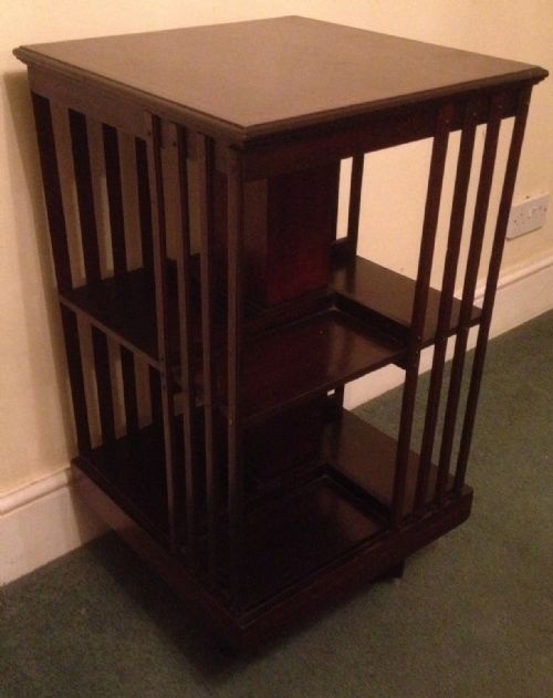 Edwardian Inlaid Mahogany Revolving Bookcase Circa 1900