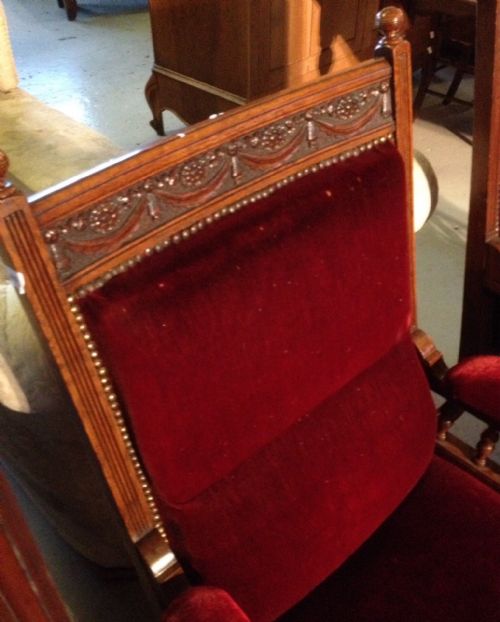 fig 1. Victorian ladies armchair walnut frame in need of reupholstery