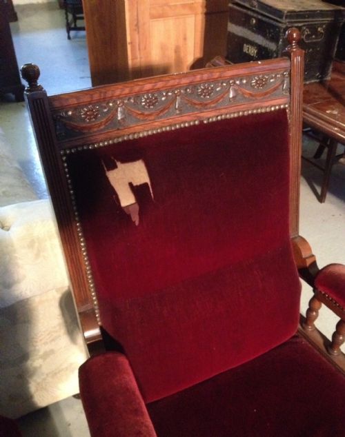 fig 1. Victorian walnut gentlemans library chair for reupholstery