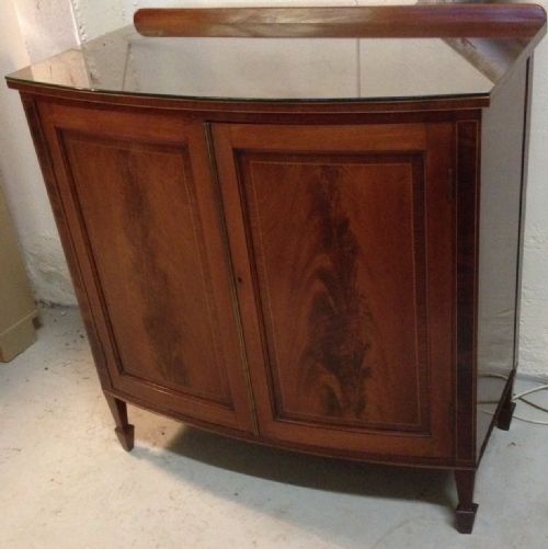 Sheraton Revival Inlaid Mahogany Bow Fronted Cupboard  Circa 1890