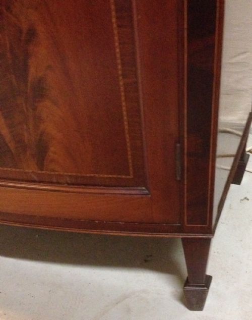 fig 1. Sheraton revival inlaid mahogany bow fronted cupboard circa 1890