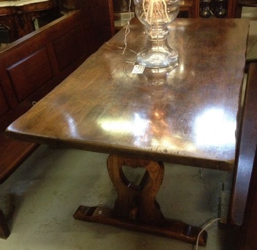 fig 1. Solid oak refectory table comfortable eight seater circa 1920
