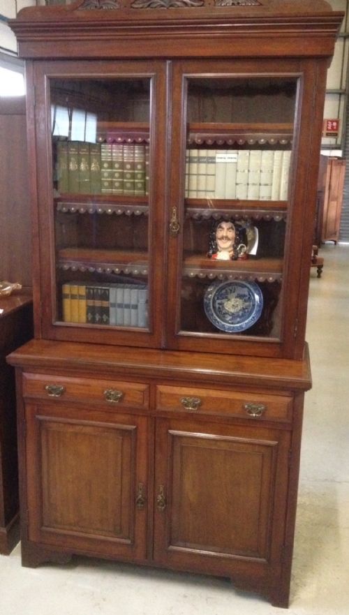 fig 1. Victorian Walnut bookcase over drawers and cupboard