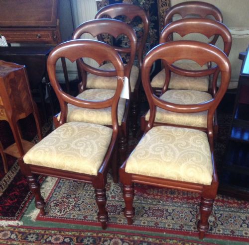 fig 1. Set of six Victorian mahogany balloon backed chairs on turned legs circa 1870 in original condition 