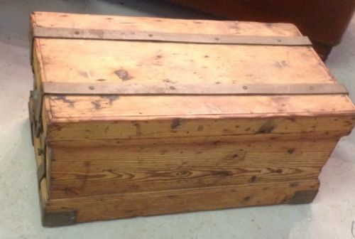 fig 1. Antique pine tool box with iron banding