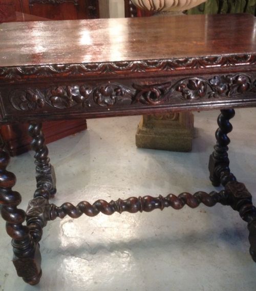 fig 1. Victorian carved oak library table with single drawer