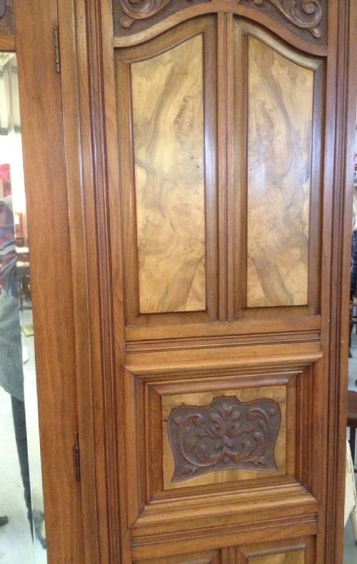 fig 1. Victorian walnut wardrobe with carved and burr walnut panels