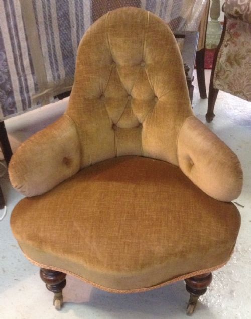 Victorian Corner Chair on Turned Legs Original Castors