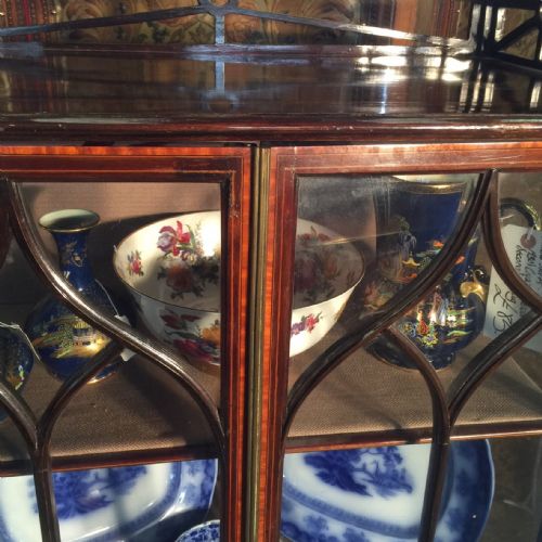 fig 1. Edwardian mahogany satinwood crossbanded two door display cabinet