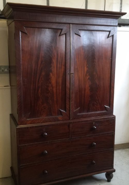 Nineteenth Century Flame Mahogany Clothes Press