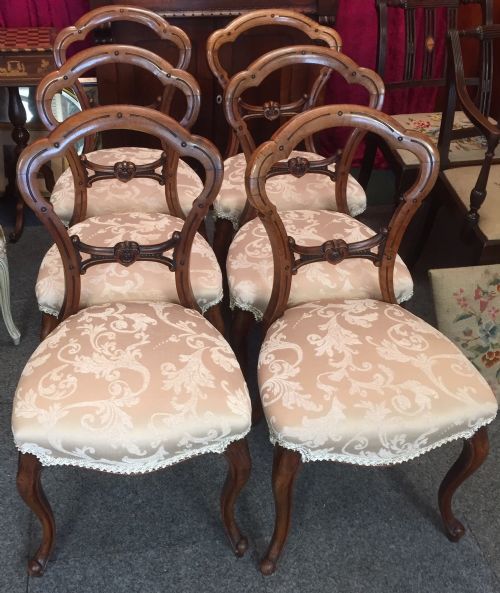 fig 1. Set of six Victorian walnut balloon back dining chairs