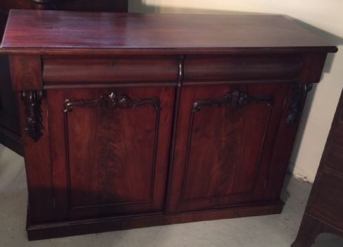 Flame Mahogany Fronted Victorian Chiffonier Base