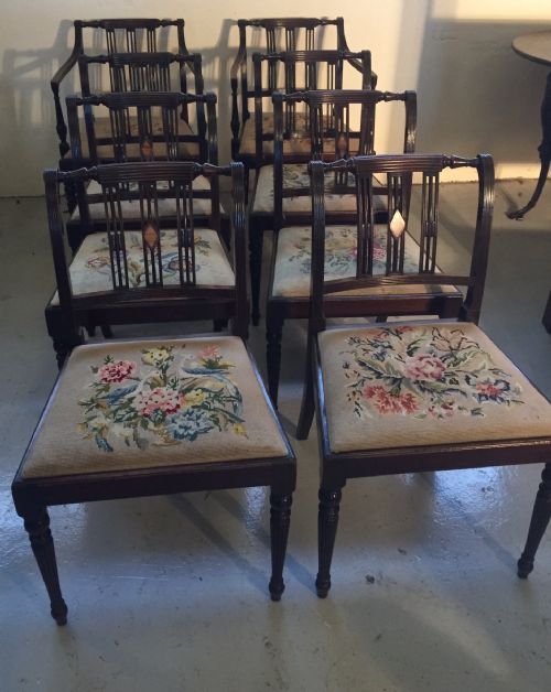 fig 1. Set of eight Edwardian regency style dining chairs including two carvers