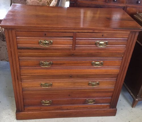 Arts and Crafts Satin Walnut 4 Height Chest of Drawers