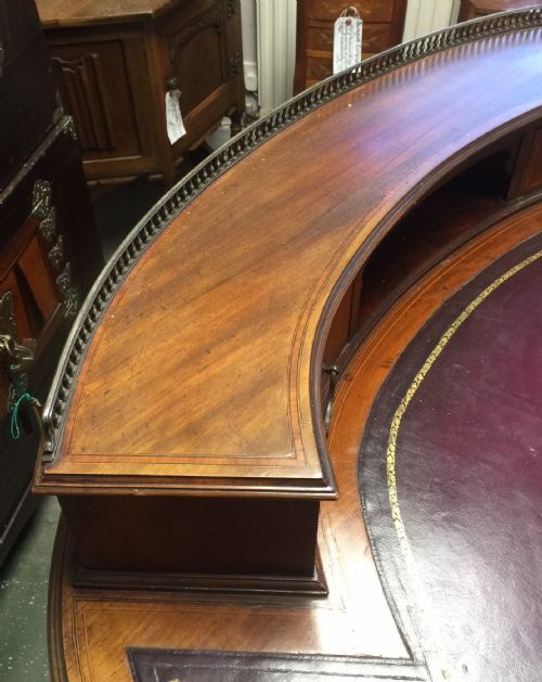 fig 1. Inlaid mahogany Sheraton revival kidney shaped desk