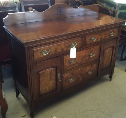 Burr Walnut Sideboard Base Original Brass Handles