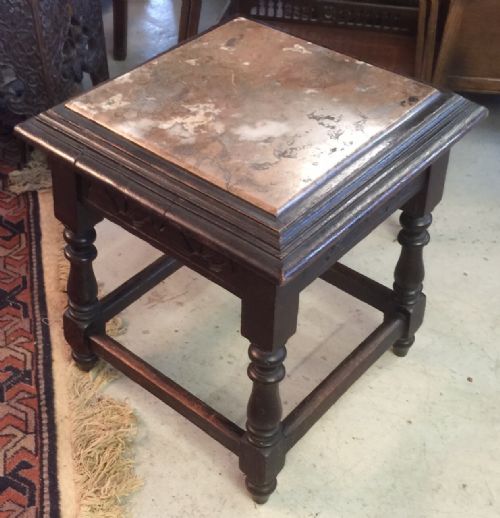 Marble Topped Oak Stand on Turned Legs