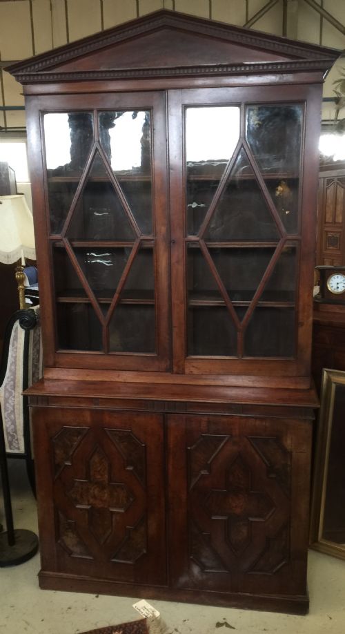Walnut Estate Bookcase Over Cupboard Circa 1880