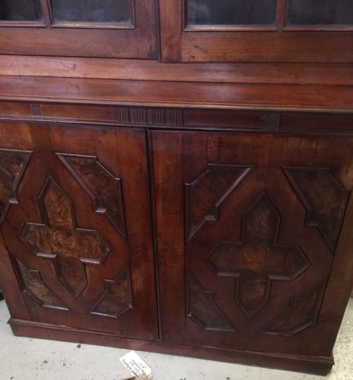 fig 1. Walnut estate bookcase over cupboard circa 1880