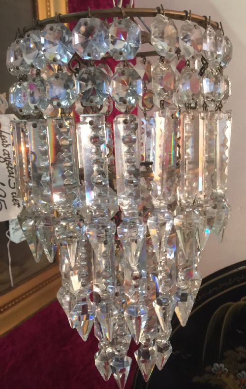 fig 1. Cut glass lead crystal 3 tier pendant chandelier. 