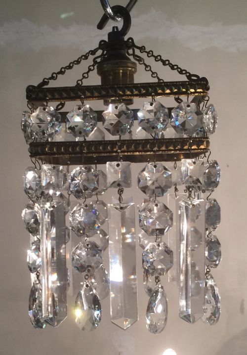 Square Lead Crystal Cut Glass Pendant Chandelier.