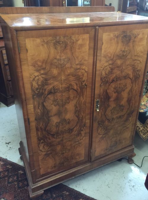 Art Deco Burr Walnut Fitted Tallboy