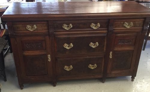 Victorian Walnut Sideboard Original Brass Handles