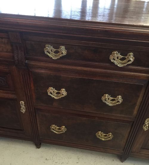 fig 1. Victorian walnut sideboard original brass handles