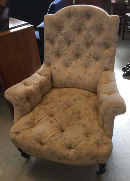 French Country Chateau Deep Buttoned Armchair.