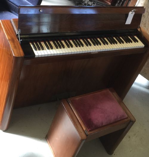 fig 1. Art Deco compact walnut piano with stool