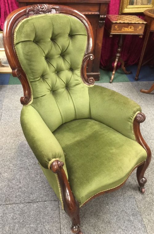 fig 1. Victorian mahogany spoon back armchair circa 1870