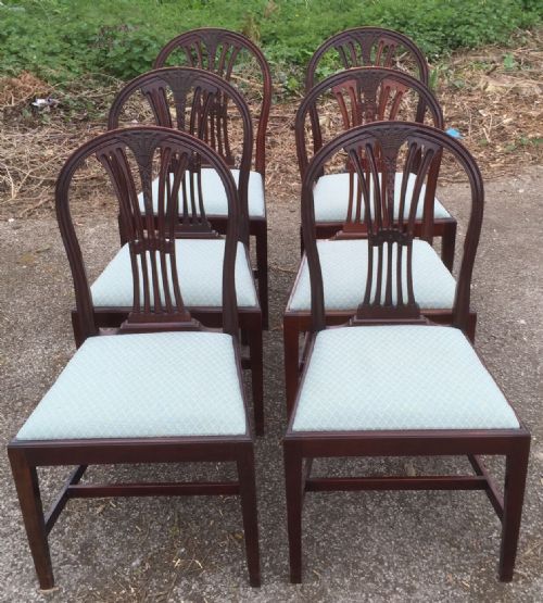 Six Edwardian Mahogany Hepplewhite Style Dining Chairs