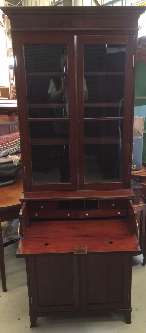 Compact Late Georgian Secretaire Mahogany Bookcse