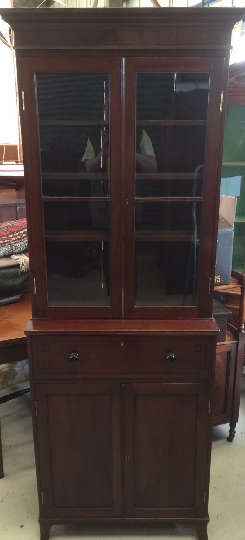 fig 1. Compact late Georgian secretaire mahogany bookcse