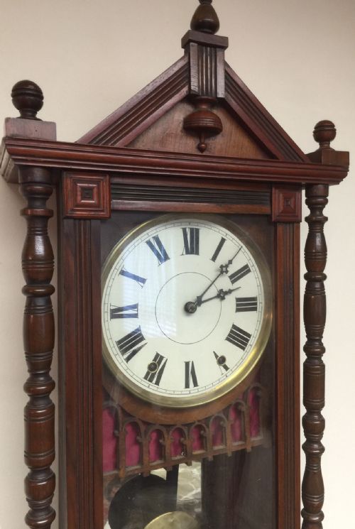 fig 1. Inlaid mahogany eight day American wall clock circa 1880