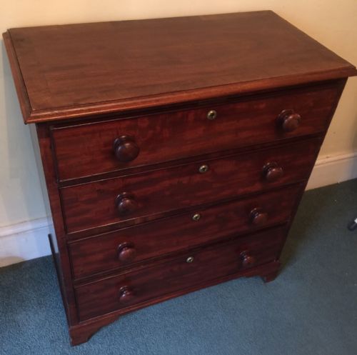 fig 1. Small Victorian mahogany four height chest of drawers