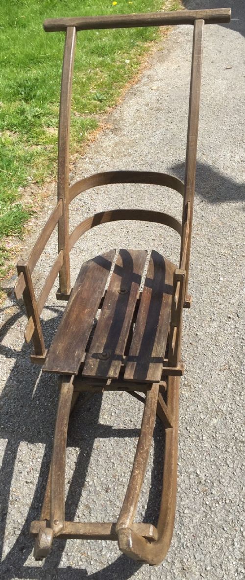 fig 1. Edwardian wooden sled with bentwood seat  circa 1910