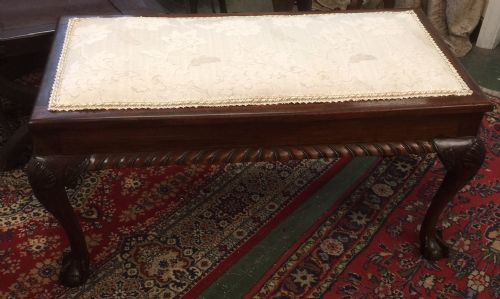 Edwardian Carved Mahogany Duet Stool Circa 1910