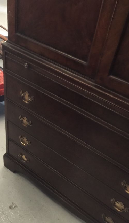 fig 1. Mahogany tall boy with dressing slide circa 1920