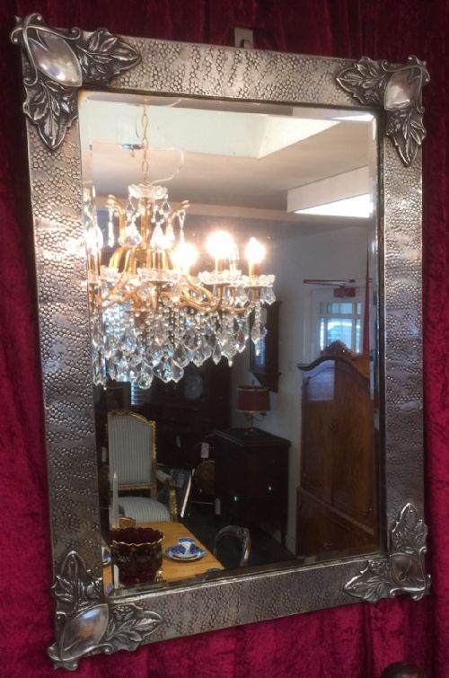 Silver Plated Art Nouveau Wall Mirror Circa 1910