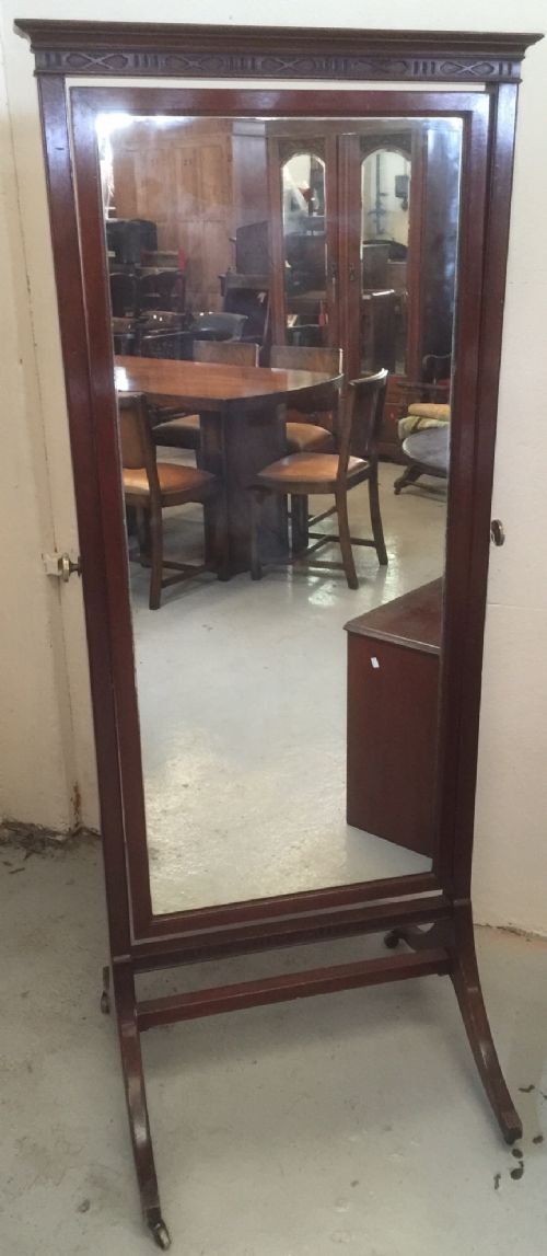 Edwardian Mahogany Framed Cheval Mirror Circa 1905