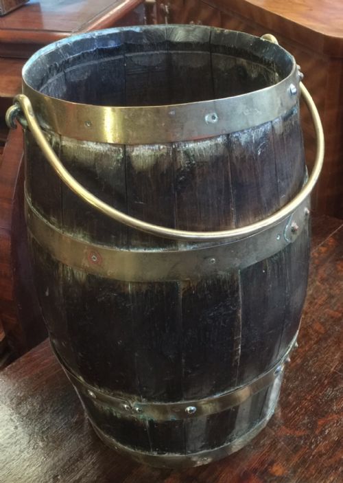Nineteenth Century Brass Bound Oak Bucket