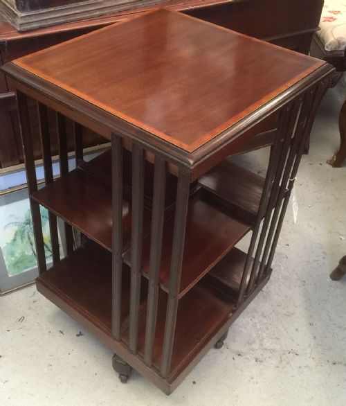 Edwardian Inlaid Mahogany Revolving Bookcase