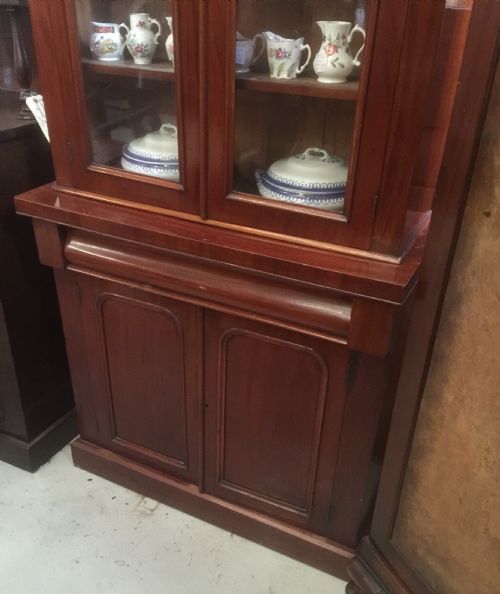 fig 1. Victorian mahogany bookcase over cupboard circa 1880