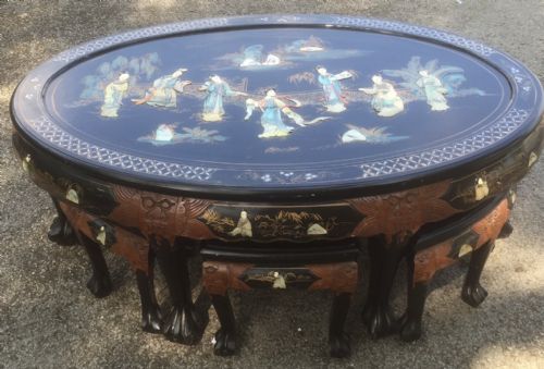 An Ebonised Chinoiserie Coffee Table Circa 1920