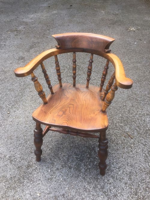 Victorian Ash and Elm Smokers Bow Armchair