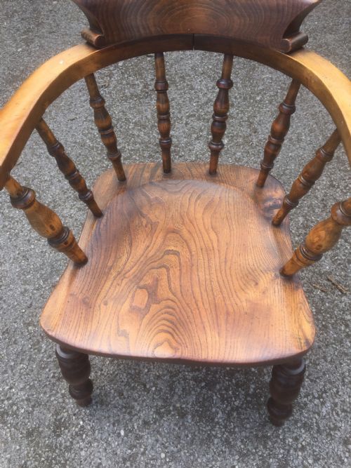 fig 1. Victorian ash and elm smokers bow armchair