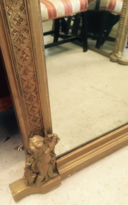 fig 1. Victorian large gilt overmantle good condition