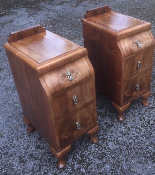 fig 1. Pair Art Deco burr walnut bedside cabinets circa 1920