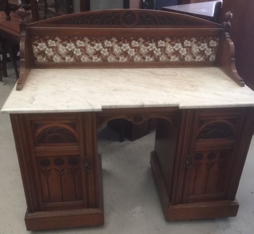 Late Victorian Aesthetic Movement Marble Topped Washstand